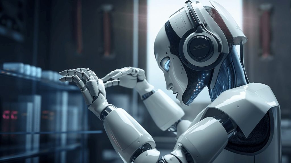 AI robot with headphones
