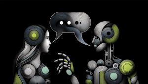 a person and a robot talking to each other