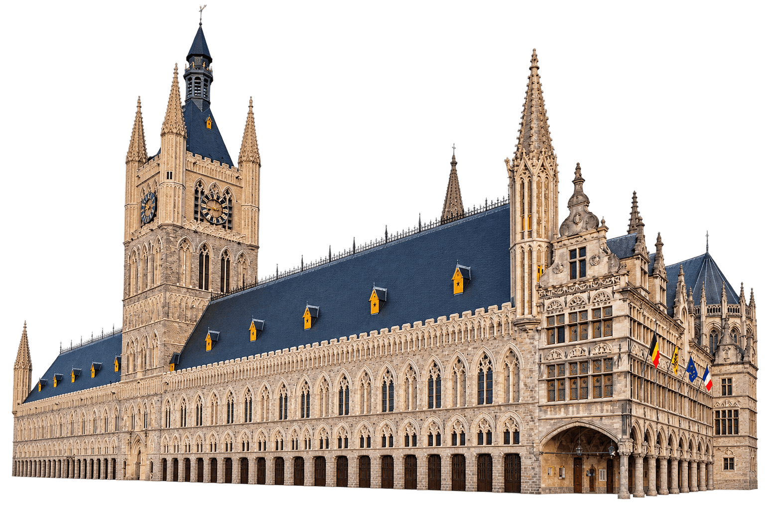 The Cloth Hall in Ypres, home of the In Flanders Fields Museum and its AI interviewer