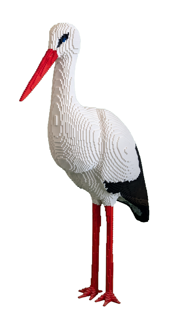 The Lego stork that interviews visitors at Zwin Nature Park